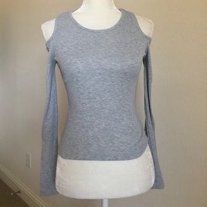 Gray Long Sleeve Top w/ Cold Shoulder